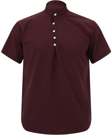 MIUERSA Men's Summer Ice Silk Short Sleeve Shirt - Wine, Medium - Buy Online on GoSupps.com