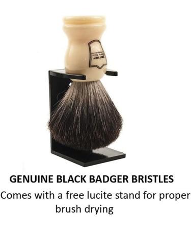Parker Safety Razor 100% Black Badger Bristle Shaving Brush with White Handle | Extra Dense Bristles for Superior Lather | Includes Brush Stand - Buy Online on GoSupps.com