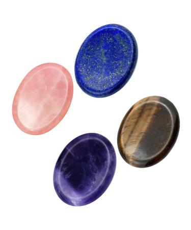 1 Set 4pcs Thumb Stone Guasha Massage Tool Palm Flower Clips Tiger Eye Stone Scraping Tool Point Trigger Boards Body Gems Gemstone Carved Thumb Tool for Hand Roller for Face Jade