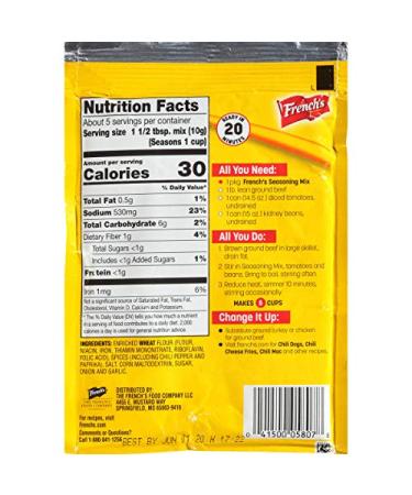 French's Chili-O Seasoning Mix 1.75 oz (Pack of 6) - Authentic Flavor Boost - Buy Online on GoSupps.com