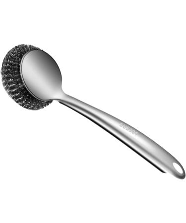 Besreey Metal Scrubbers for Cleaning Dishes - Ergonomic Steel Dish Scrubber Steel Wool Scrubber - Portable Stainless Steel Scouring Pads Metal Sponge Scrubber for Pots Pans Cookware Bakeware Long Brush - Buy Online on GoSupps.com