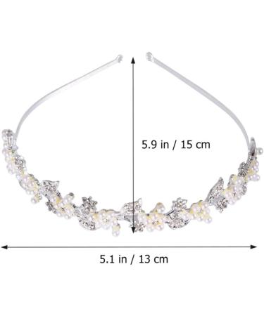 Minkissy Pearl Crystal Headband Bridal Rhinstone Flower Leaves Hairband Wedding Party Hair Hoop for Brides Bridemaids - Buy Online on GoSupps.com