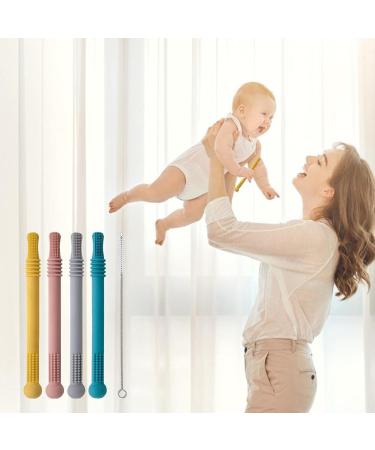 Buy BPA-Free Silicone Bite Ring & Chew Tubes for Babies - 4 Pack with Cleaning Brush | Safe Toddler Sensory Toys - Buy Online on GoSupps.com