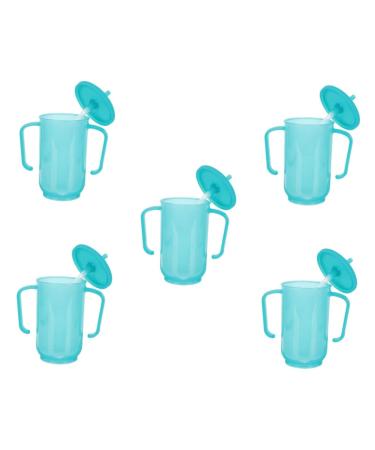 BESTonZON 5pcs Drink Feeding Feeder Elderly Mug Adult Bottle Disabled Bedridden Leak-proof Nursing Straw Spillproof Training Tumbler with Cup Lid Care Convalescent Water Blue Cups Exclusive Bluex5pcs 15x12cmx5pcs