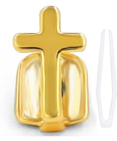 Fopytu Punk Cross Tooth Grill Cap - Gold Teeth Grills for Halloween Party & Cosplay Accessories - International Shipping Available - Buy Online on GoSupps.com