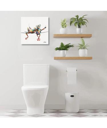 Yidepot Canvas Frog Wall Art Decor - Happy Frogs with Glasses - 50x50CM - Bedroom, Laundry Room & Girl's Room Decor - Inspirational Art with Frame - Easy Hanging - Buy Online on GoSupps.com