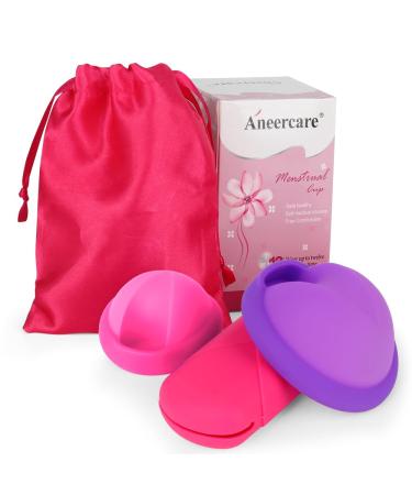 Foreverup menstrual disc menstrual disc menstrual cup made of silicone reusable menstrual disc for sports and swimming Alternative to soft tampons (S Rosa L Lila)