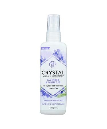 Crystal Essence Mineral Deodorant Body Spray Lavendar & White Tea All Over Body Deodorant 4 oz Lavender + White Tea 1 Count (Pack of 1)