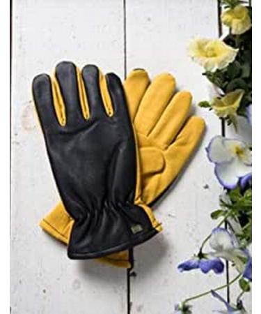 Gold Leaf DRY TOUCH Deluxe Leather Comfortable RHS Gardening Gloves - Gents Size - Great Gift