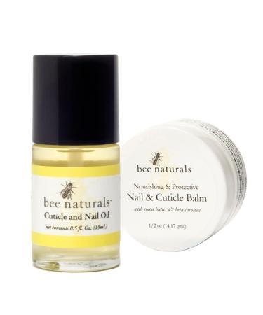 Bee Naturals Nail Balm and Cuticle Oil Care Kit - For Repairing Cuticles - Treats Splitting, Dryness, Hangnails - Revitalizes and Softens with Vitamin E - Lavender, Lemon, Tea Tree, and Tangerine