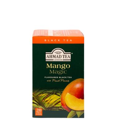 Ahmad Tea - Mango Magic - Black Tea with Mango - with fruit pieces - individually packaged aroma sealed tea bags with 2g tea per serving - 20 tea bags with band Mango Magic 20 pieces (1 Pack)