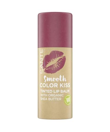 Sante Naturkosmetik Naturkosmetik Smooth Color Kiss 02 Soft Red Red Tinted Lip Balm, with Organic Shea Butter, Moisturizing, Delicate Fruity Scent, 8.5 g