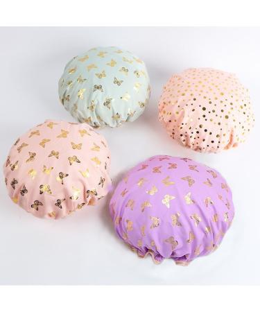 Elastic Band Waterproof Shower Cap for Girls and Women - Butterfly Design | Keeps Hair Dry, Covers Ears, Oil-Proof | Ideal for Bath and Kitchen Use - Buy Online on GoSupps.com