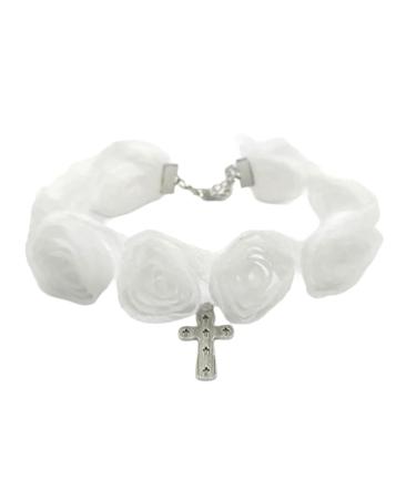 Oralgo's cute white rose necklace with adjustable lace unique cross-trailer personalized neck accessories for girls 1