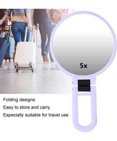 Portable Travel Mirror - 5X Magnifying Folding Cosmetic Mirror - Desktop Makeup Mirror - Small Size and Delicate (Purple) - Buy Online on GoSupps.com
