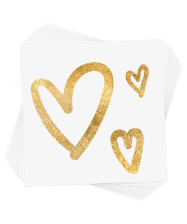 CLASSIC HEARTS set of 10 premium waterproof metallic gold foil temporary Flash Tattoos - Party Favors  Party Supplies  wedding  wedding shower  bride  bachelorette  hearts