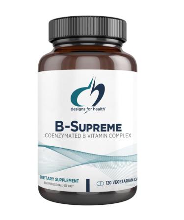 Designs for Health B-Supreme - Vitamin B Complex with B1, B2, B3, Biotin, B6, Active Folate (Methylfolate), Methyl B12 - Includes TMG + Choline -Non-GMO B Complex Supplement - Vegan (120 Capsules) 120 Count (Pack of 1) Sta