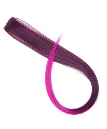 Long Straight Hair False Color Hair Clip Highlights Rainbow Hair Stripes Pink Synthetic Hair Clip Fashion Wig 53H