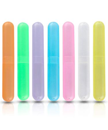 Travel Toothbrush Case - Portable Plastic Holder (7 Pack) | Mixed Color Travel Storage for Toothbrushes - International Shipping Available - Buy Online on GoSupps.com