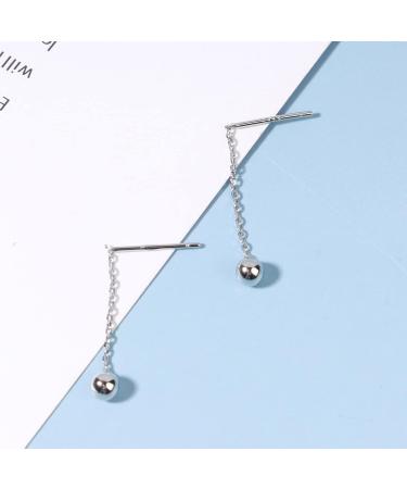 Boho Bar Threader Earrings - Silver Line Dangle Drop Earrings for Women & Girls | Unique Long Chain Jewelry - Buy Online on GoSupps.com