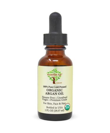 MOUNTAIN TOP Argan Oil USDA Organic 100% Pure Cold Pressed Unrefined - Premium Grade Pure Moisturizer for Dry & Damaged Skin, Hair, Face, Body, Scalp & Nails