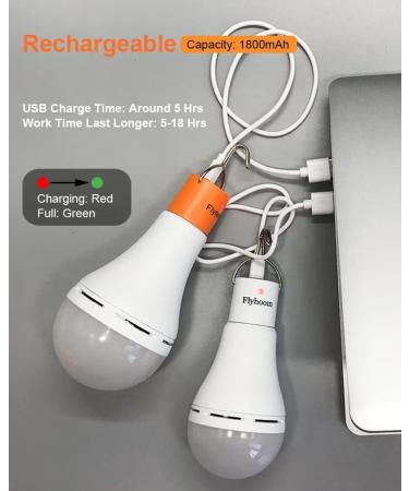 FLYHOOM Rechargeable Emergency Light Bulb with Remote - Portable LED Camping Light Bulb for Camping, Hiking, Car - 5 Modes, 280LM, 6-18h Battery Life - White & Yellow Light, 2 Pack - Buy Online on GoSupps.com
