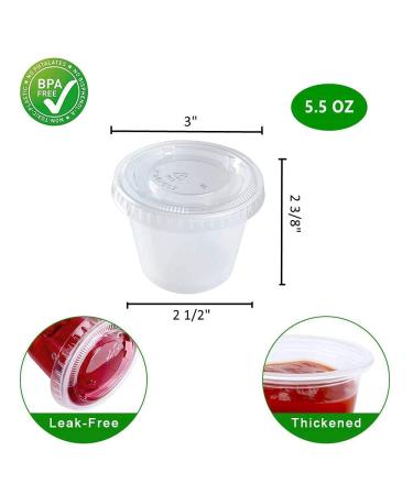 200 Sets 5.5oz Clear Plastic Disposable Portion Cups with Lids - Premium Small Containers for Souffle, Condiments, Jello Shots, Slime & Medicine - Buy Online on GoSupps.com