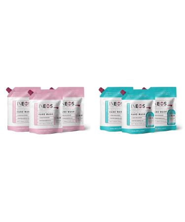 INEOS Antibacterial Moisturising Hand Wash White Rose & Neroli 1L (Pack of 3) & Protective Hand Wash Sea Minerals 1L Blue (Pack of 3) White Rose & Neroli 1 l (Pack of 3) + Protective Hand Wash Sea Minerals 1L Blue