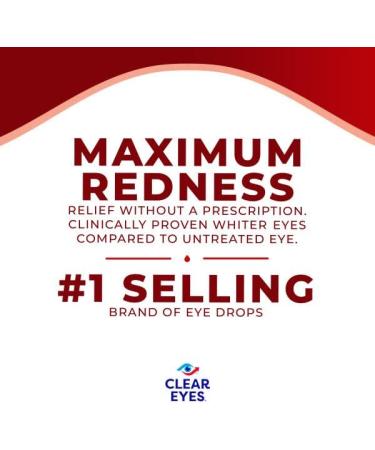 Clear Eyes Maximum Strength Redness Relief Eye Drops - Fast Acting 2 Count for Instant Relief - International Shipping Available - Buy Online on GoSupps.com