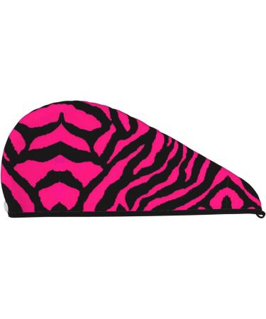 Zebra Tiger Leopard Pink Coral Velvet Dry Hair Cap - Quick-Dry Towel Wrap for Travel & Home | Shop Internationally - Buy Online on GoSupps.com