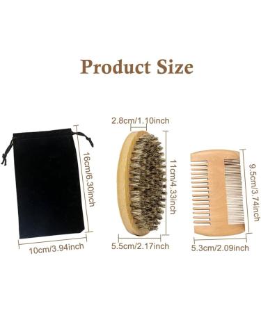 Professional 3-Part Beard Brush Set | Wild Boar Bristles | Double-Sided | Perfect for Barbers | Cloth Bag Included - Buy Online on GoSupps.com