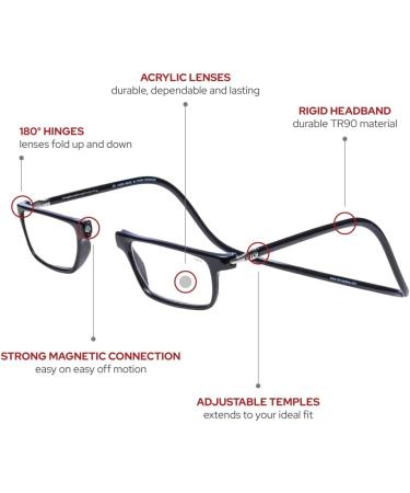 Clic Magnetic Reading Glasses for Men & Women | Computer Readers (Black 2.00x Magnification) Executive Style M-XL - Buy Online on GoSupps.com