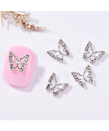 3D Alloy Butterfly Nail Charms - 10pcs Shiny Crystal Metal Gems for Nails | DIY Manicure Jewelry Accessories - Buy Online on GoSupps.com