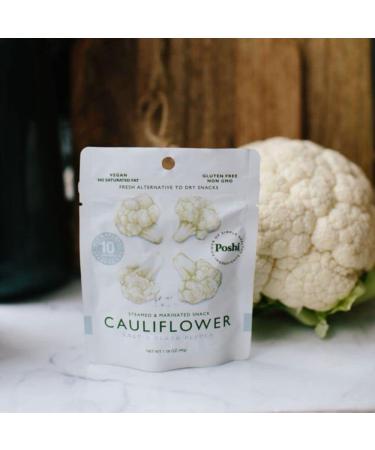 POSHI Cauliflower Vegetable Snack | Salt + Black Pepper | Keto, Vegan, Paleo | Non GMO, Low Carb, Low Calorie | Gluten Free | Marinated, Steamed | Gourmet, Healthy, Natural | Travel Food (10 Pack - 1.58 oz) - Buy Online on GoSupps.com