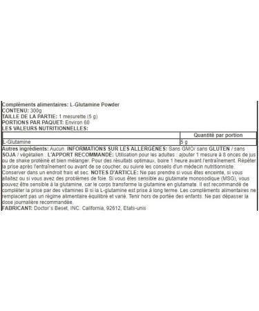 Doctor's Best L-Glutamine Powder - 300g - Support for Muscle Recovery - Buy Online on GoSupps.com