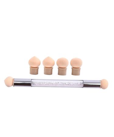 alittlecuteshop 1 Piece Dual Tipping Sponge Nail Brush Nail Gradient Shading Pen Nail Tip Builder With 4 Replacement Heads Ombre Nail Art Tools Diy Decoration Tool Nail Polish Brush For Salon Or