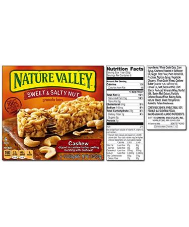 Nature Valley Sweet & Salty Nut Cashew Granola Bars 1.2 oz 6 Count - Pack of 3 - Buy Online on GoSupps.com