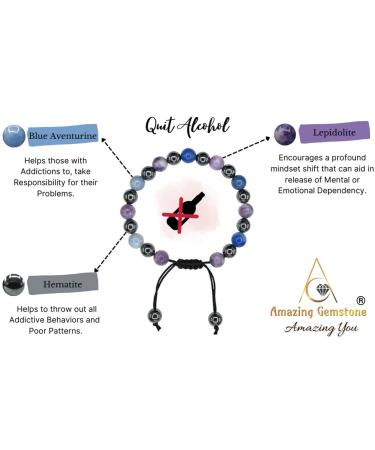 Gemstone Stop Drinking Alcohol Manifestation Bracelet Lepidolite Blue Aventurine Hematite -  Quit Alcohol - Buy Online on GoSupps.com