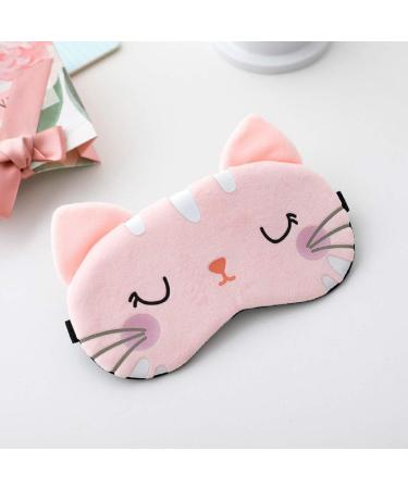 Fxaelian Cartoon Cat Sleep Mask - Funny Novelty Eye Cover for Travel, Women, Girls, Adults & Kids - Light Pink - Buy Online on GoSupps.com