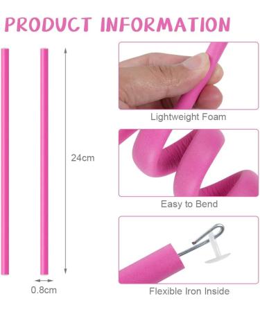 AOOWU 30 Pcs Flexi Rods for Hair Heatless Hair Rollers Bendy Foam Curler Rollers for Short Medium Long Hair Twist-flex Rods Set Heatless Hair Rollers for Sleeping Hairstyle DIY Home Hair Salon 30 pcs - Pink - Buy Online on GoSupps.com