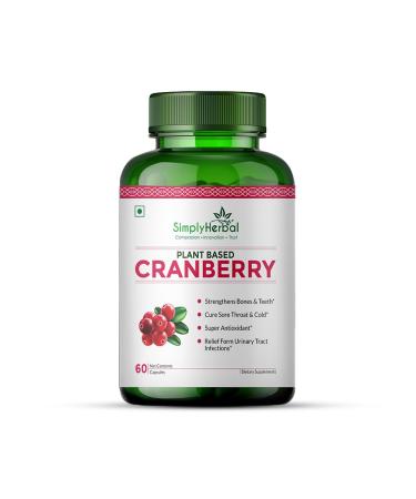 Simply Herbal D Mannose Cranberry Capsules 800 MG Supplement with Powerful Probiotics & Anti-oxidants Promotes Urinary Tract Health Strong Bones & Teeth for Women & Men (60 Capsules)