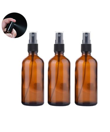 ericotry 3 pieces 100 ml / 3.30 ounce refillable empty brown las spray bottle atomizer liquid container travel make-up sample lotion essential oil container