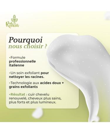 Grand format 250 ml GOMMAGE CUIR CHEVELU BIO de Ritalia SANS SULFATES ni PARAB NES- Exfoliant cuir chevelu sec ou gras SCALP SCRUB d toxifiant purifiant et r quilibrant capillaire - Buy Online on GoSupps.com