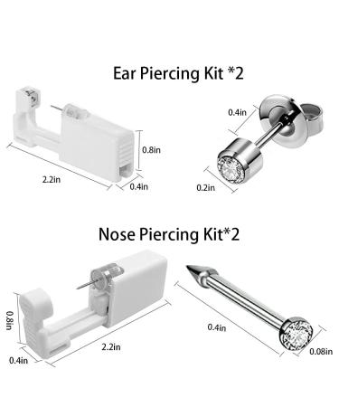 Piercing Kit: 2 Pack Nose & 2 Pack Ear Piercing Set, Simple & Safe for Beginners - Silver - Buy Online on GoSupps.com