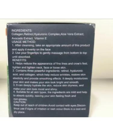 Collagen and Retinol Face Cream - Anti-Aging Hydrating Moisturizer with Hyaluronic Acid Vitamin E & Aloe Vera for Youthful Skin - 50g - Buy Online on GoSupps.com