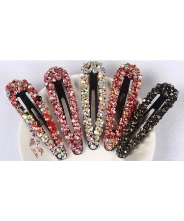 Sparkly Czech Crystal Snap Clips - Black Stone Hair Barrettes for Women - 2 Pack - Buy Online on GoSupps.com