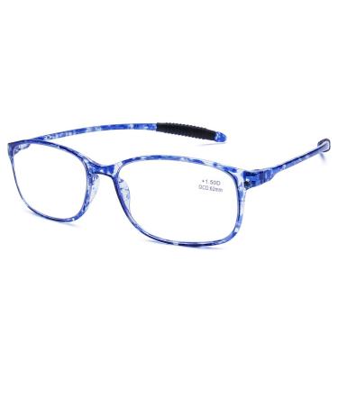 DOOViC Blue Light Filter Computer Reading Glasses for Unisex TR259-C (9 Colors) C7 Blue Tortoiseshell 1.5 x - Buy Online on GoSupps.com