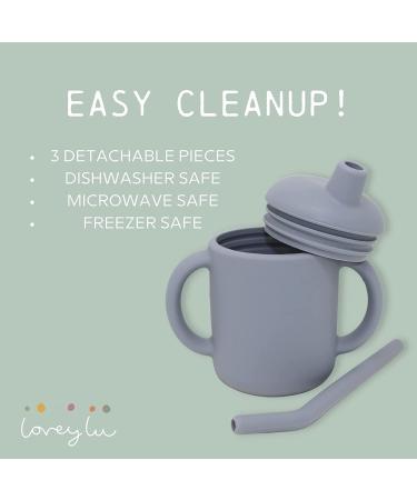 LoveyLu Silicone Sippy Cup with Straw - Spill-Proof Toddler Cup, Drop-Proof Handles, Microwave & Dishwasher Safe - 2 Pack (Pebble) - Buy Online on GoSupps.com