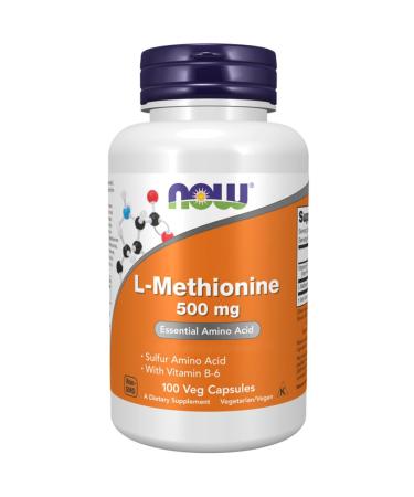 Now Foods L-Methionine 500mg 100 Capsules Lab Tested Amino Acid Vitamin B6 Gluten Free Soy Free Non-GMO