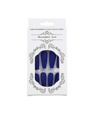 Brishow Coffin Artificial Nails - Long Ballerina Acrylic Press-On Nails (Blue) - 24 Pieces for Women & Girls - Shop Internationally! - Buy Online on GoSupps.com